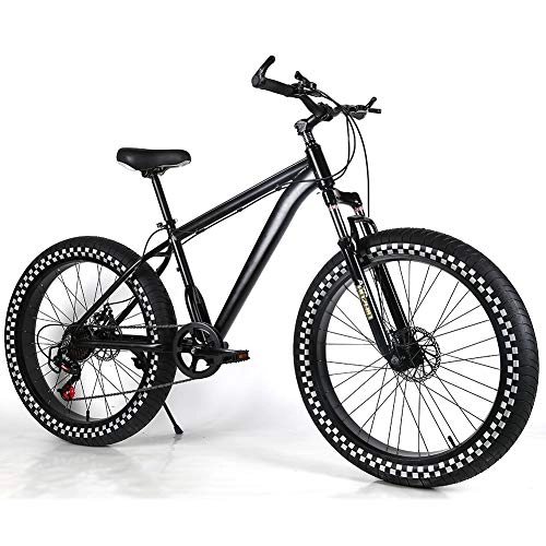 Fat Tyre Bike : YOUSR Mountain Bicycle Fat Bike Mens Bike Disc Brake For Men And Women Black 26 inch 27 speed