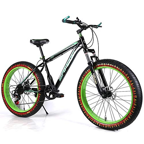 Fat Tyre Bike : YOUSR Mountain Bicycle Fat Bike Mountain Bicycles Folding Unisex's Green 26 inch 7 speed