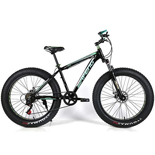 Fat Tyre Bike : YOUSR Mountain Bicycle Front And Rear Disc Brake Mountain Bicycles 26" Wheel For Men And Women Black green 26 inch 21 speed