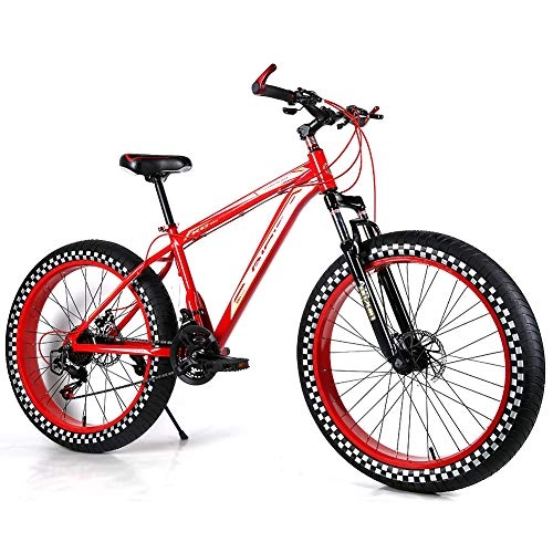 Fat Tyre Bike : YOUSR Mountain Bicycle Full Suspension Mountain Bicycles Front Suspension For Men And Women Red 26 inch 27 speed