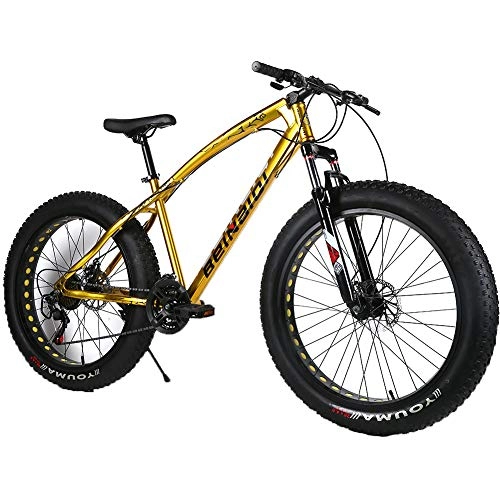 Fat Tyre Bike : YOUSR Mountain Bicycle Snow Bike Mountain Bicycles Aluminium Alloy Frame Unisex's Gold 26 inch 7 speed