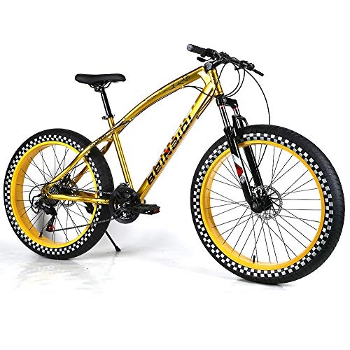 Fat Tyre Bike : YOUSR Mountain Bicycles Fat Bike Mens Bike 27 / 30Speed For Men And Women Gold 26 inch 24 speed