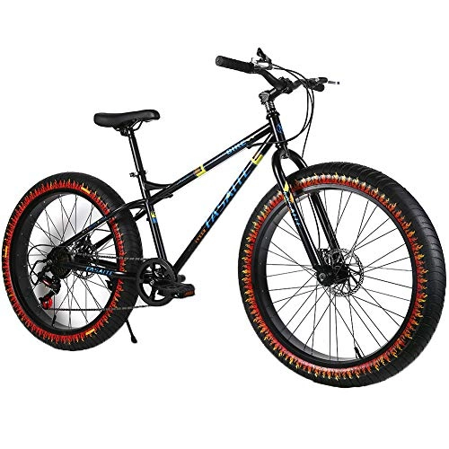 Fat Tyre Bike : YOUSR Mountain Bikes Shock Absorption Mountain Bicycles 27 / 30Speed Unisex's Black 26 inch 27 speed