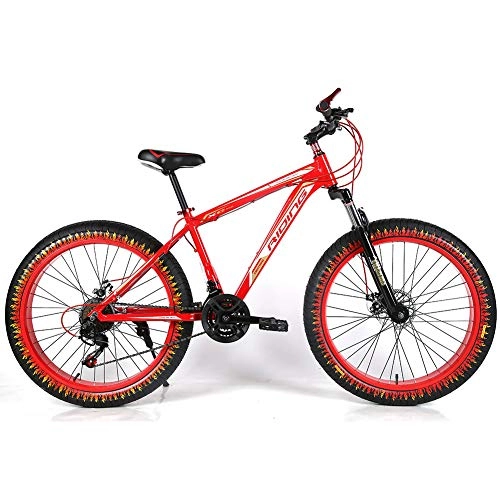 Fat Tyre Bike : YOUSR MTB fork suspension Fat Bike With full suspension for men and women Red 26 inch 7 speed