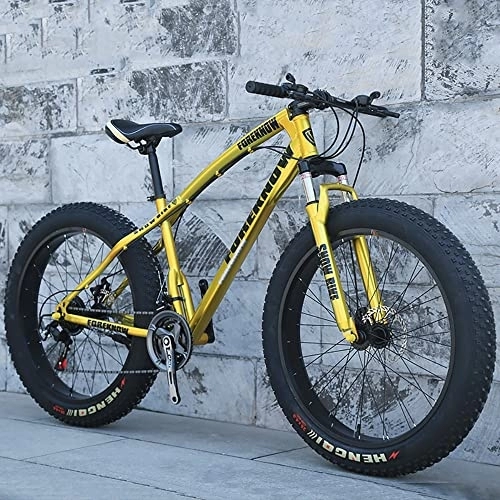 Fat Tyre Bike : YUEGOO Mountain Bike, Speed Adult Fat Tire Mountain Trail Bike with High Carbon Steel Frame and Double Disc Brake, Front Suspension Men's Mountain Bicycles / D / 20Inch 7Speed