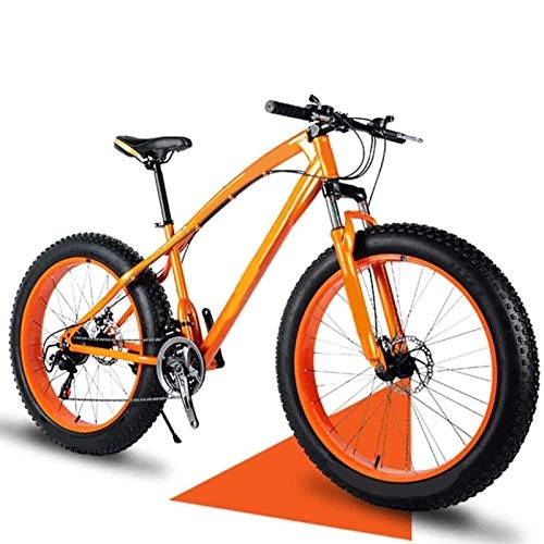 Fat Tyre Bike : Yunyisujiao 24 Inch Mountain Bikes, Dual Disc Brake Bicycle, High-carbon Steel Frame Fat Tire Mountain Trail Bike, Anti-Slip Bikes (Color : Orange)