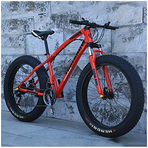 Fat Tyre Bike : YXYLD 26 Inch Mountain Bikes, Adult Boys Girls Fat Tire Mountain Trail Bike, Dual Disc Brake Bicycle, High-carbon Steel Frame, 24 Inch Anti-Slip Bikes, with Adjustable seat