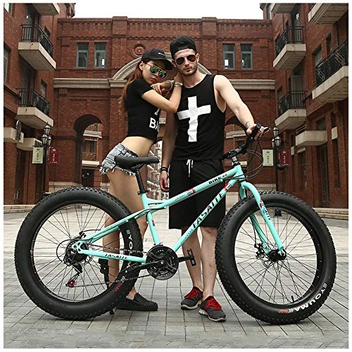 Fat Tyre Bike : YXYLD 26 Inch Mountain Bikes, Mens Women Carbon Steel Bicycle, 27-speed 4.0 Inch Fat Tires Terrain Mountain Bike with Dual Disc Brake, 21 / 24 Speed, Spoke Wheel