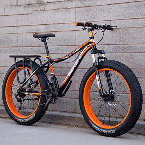 Fat Tyre Bike : YXYLD 26" Mountain Bikes, Adult Fat Tire Mountain Trail Bike, 7 / 21 / 24 / 27 Speed Bicycle, High-carbon Steel Frame, Fork Suspension Dual Disc Brake Mountain Bicycle