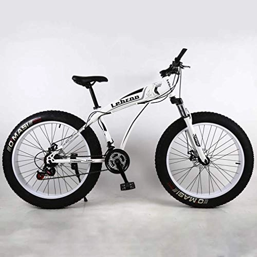Fat Tyre Bike : ZTBXQ Fitness Sports Outdoors Fat Tire Adult Mountain Bike High-Carbon Steel Frame Cruiser Bikes Beach Snowmobile Mens Bicycle Double Disc Brake 24 Inch Wheels