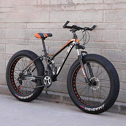 Fat Tyre Bike : ZTBXQ Fitness Sports Outdoors Mountain Bike 4.0 Inch Fat Tire Hardtail Mountain Bicycle Dual Suspension Frame High Carbon Steel Frame Double Disc Brake