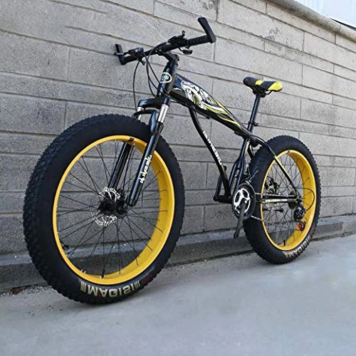 Fat Tyre Bike : ZTYD 24" / 26" Mountain Bike, Big Wheel Snow Bike, 24-Speed Dual Disc Brake, Strong Shock-Absorbing Front Fork, Outdoor Off-Road Beach Bike, E, 26 inch