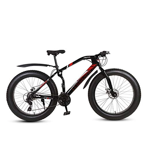 Fat Tyre Bike : ZXCY Adult 26 Inches Snow Bike Wide Tire Bicycle Folding Mountain Bike Fat Bike Off-Road Beach with Variable 21 Speed And Shock Suspension for Men And Women Outdoor Riding, Black
