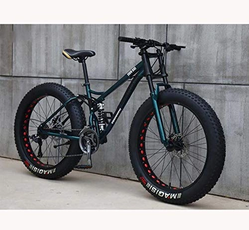 Fat Tyre Bike : ZXL Mountain Bike for Teens of Adults Men and Women, High Carbon Steel Frame, Soft Tail Dual Suspension, Mechanical Disc Brake, 24 / 265.1 inch Fat Tire, Red, 26 inch 27 Speed, Cyan