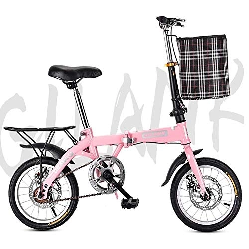 Folding Bike : 14 Inch 16 Inch 20 Inch Folding Bicycle Student Bicycle Single Speed Disc Brake Adult Compact Foldable Bike Gears Folding System Traffic Light fully assembled, Green, 20inch