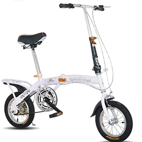 Folding Bike : 14 Inch 16 Inch Folding Bicycle Shifting - One Wheel Double Disc Brake Travel Bicycle Male And Female Folding Student Car, White, 14inches