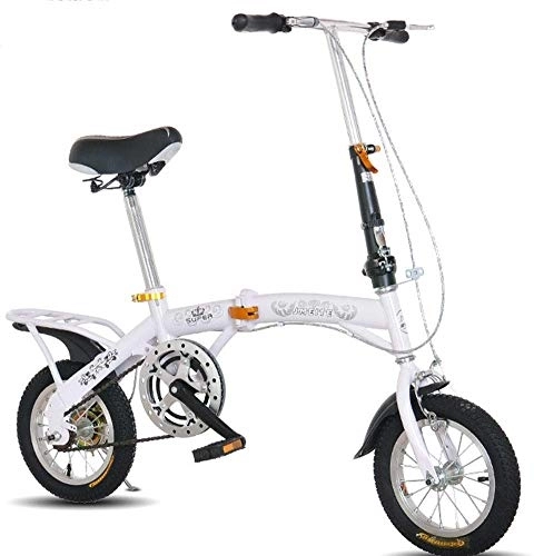 Folding Bike : 14 Inch 16 Inch Folding Bicycle Shifting - One Wheel Double Disc Brake Travel Bicycle Male And Female Folding Student Car, White, 14inches (Color : White, Size : 16inches)