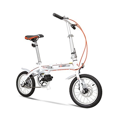 Folding Bike : 14 inch folding bicycle ultra light children student adult mini bike ( Color : White )