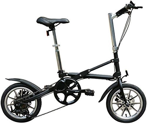 Folding Bike : 14-Inch Folding Speed Bike - Adult Folding Bike - Fast Folding Bike Adult Portable Mini Pedal Bicycle, Black (Color : Black)