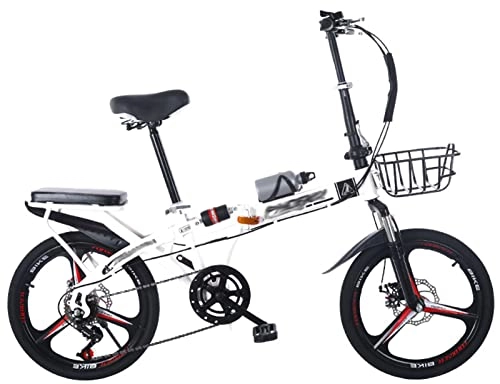 Folding Bike : 16 / 20 / 22 in 6 Speed Folding Foldable Adjustable City Bike Bicycles Front and Rear Double Shock Absorption Double Disc Brake Handle Seat Height Adjustable A, 20 inches