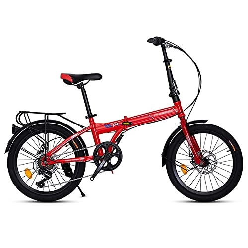 Folding Bike : 16 / 20" Folding City Bike Bicycle Adult Student Ultra-Light Portable Commuter Car, Disc Brake Variable Speed Small Bicycle