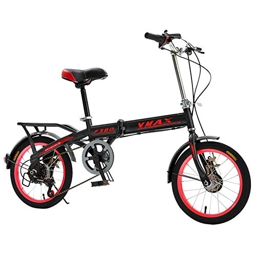 Folding Bike : 16 / 20 Inch Folding Men Women Bike, 6 Speed Lightweight Mini Folding Bicycle Children's Ultra-Light Portable Adult Variable Speed Shock Absorption Student Outdoor Bicycle A, 16 inches