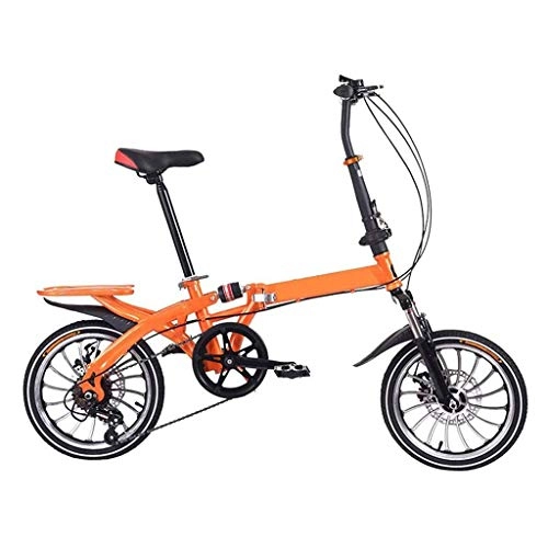 Folding Bike : 16 inch Foldable Bicycle, Variable Speed ​​Small Portable Ultra Light Double Disc Brake, Lightweight And Aluminum Folding Bike, with Pedals Adult Student Children-B