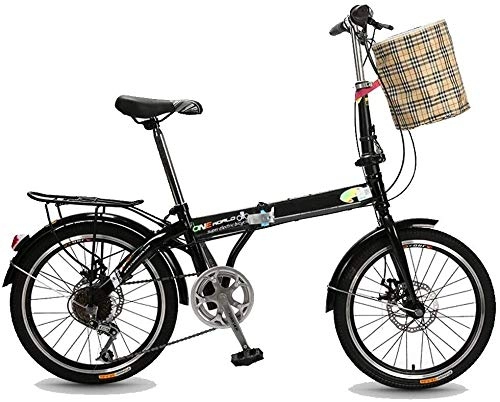 Folding Bike : 16 Inch Folding City Bike Bicycle, Mountain Road Bike Lightweight Fold Up Foldable Hybrid Bikes Commuter Full Suspension Specialized for Men Women Adult Ladies, H045ZJ (Color : Black, Size : 16")