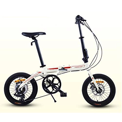 Folding Bike : 16 Inches Folding Bike Ultra-Light Portable Speed-Changing Bicycle Travelling Small Bicycle 7 Speed