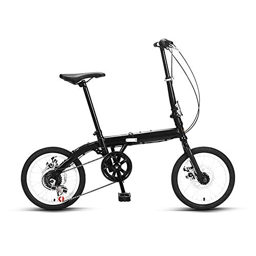 Folding Bike : 16in Adult Bikes Folding Cruiser Bike, High Strength Steel Frame Bicycle, City Compact Bicycles, Bicycle Seats for Comfort，Suitable for Ladies Students, Office Workers, Commuters ( Color : Black-a )