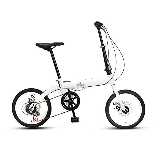 Folding Bike : 16in Adult Bikes Folding Cruiser Bike, High Strength Steel Frame Bicycle, City Compact Bicycles, Bicycle Seats for Comfort，Suitable for Ladies Students, Office Workers, Commuters ( Color : White-a )