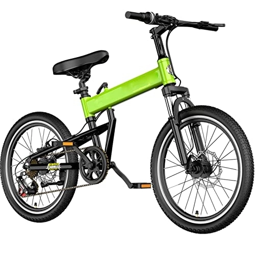 Folding Bike : 18 / 20 Inch Mountain Bike Folding Bicycle Aluminum Alloy Students Variable Speed Off-Road Shock-Absorbing Bicycles (Yellow 20 inch) (Green 20 inch)