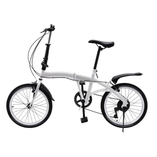 Folding Bike : 20'' 7-Speed Folding Bike Foldable Bicycle Lightweight Road Carbon Steel Bikes For Adults Alloy City Teenagers Urban System Double Adult V-Brake Heavy Duty Kick Stand Camping Gift Faltbar Leicht