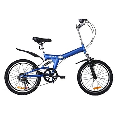 Folding Bike : 20" Adult Folding Bik, Hardtail Bicycle for a Path, Trail & Mountains, Black, Steel Frame Adjustable Seat, in 4 Colors, Blue