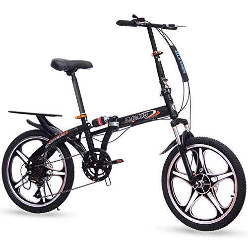 Folding Bike : 20" Bicycle Outroad Mountain Bike, Commuter Lightweight Folding Bike, Portable ​​City Compact Bicycle, Damping Ladies Bikes Student for Adults Men And Women, Black