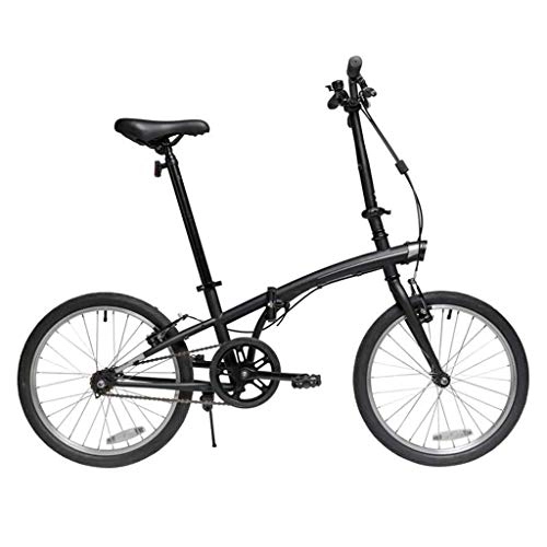 Folding Bike : 20'' Folding Bike, Single Speed Gears, Lightweight High Tensile Steel Frame with V Brake, Foldable Compact Bicycle with Anti-Skid and Wear-Resistant Tire for Male And Female Adult-black-20inch