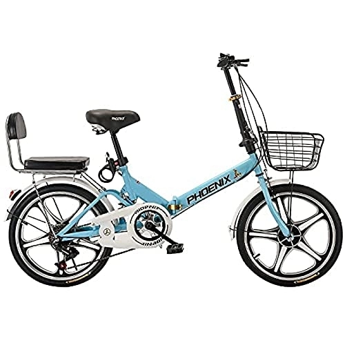Folding Bike : 20" Folding City Bicycle Bike, Light Work Adult Ultra Light Variable Speed Portable Male Bicycle Folding Carrier, for Men Women Lightweight Folding Casual Bicycle, 20inch Blue, Single speed (spoke w