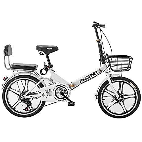 Folding Bike : 20" Folding City Bicycle Bike, Light Work Adult Ultra Light Variable Speed Portable Male Bicycle Folding Carrier, for Men Women Lightweight Folding Casual Bicycle, 20inch White, variable speed (one