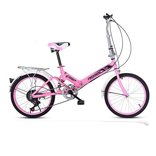 Folding Bike : 20" Folding City Compact Foldable Bike -6 Speed Gears-Variable speed powder_20 inches