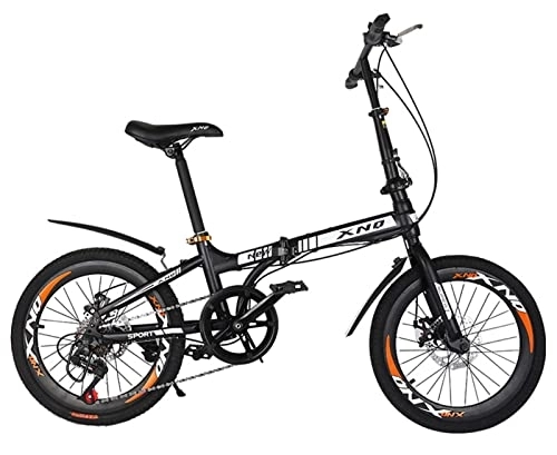 Folding Bike : 20 Inch 7-Speed Folding Bicycle Double Disc Brake Adult Variable Speed Mountain Bike Student Road Bike Driving A, 20 inches