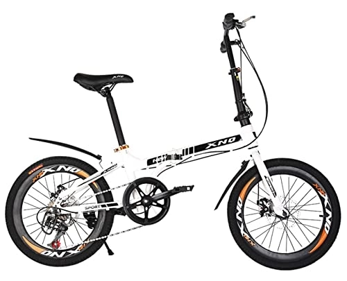 Folding Bike : 20 Inch 7-Speed Folding Bicycle Double Disc Brake Adult Variable Speed Mountain Bike Student Road Bike Driving B, 20 inches