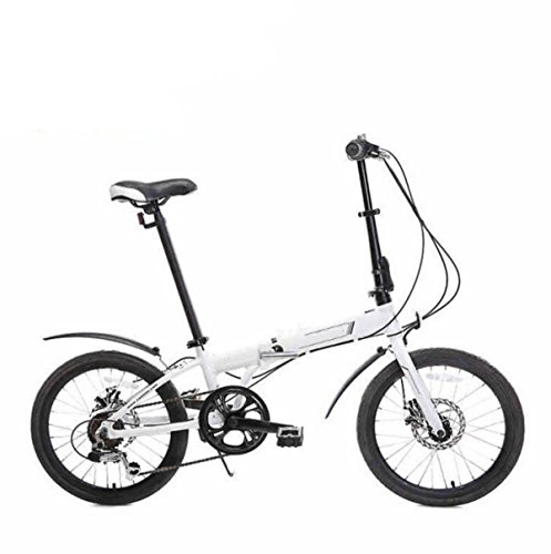 Folding Bike : 20-inch Aluminum Alloy Disc Dual Disc Brake Adult Mini Folding Bicycle Children Bicycle Transport Tools, White-20in