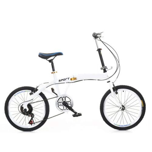 Folding Bike : 20 inch Bicycle Folding Adults Bikes Double V-Brake 7-Speed Shifter, Lightweight Alloy City Bike with Height-Adjustable Seating for Student Office Worker