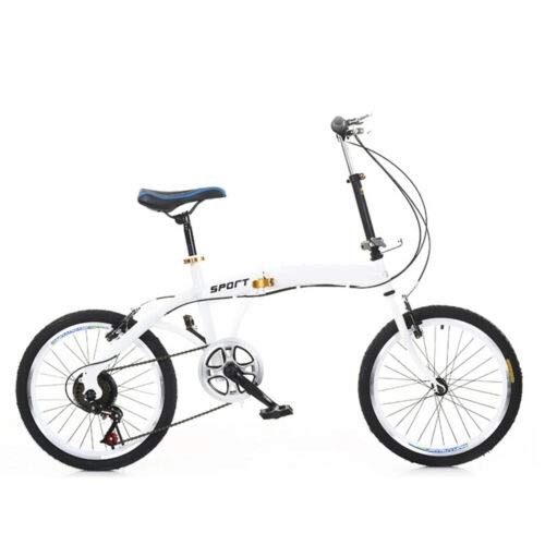 Folding Bike : 20 inch Bicycle Folding Adults Bikes Double V-Brake 7 Speed Shifter Lightweight Alloy City Bike with Height Adjustable Seating for Student Office Worker