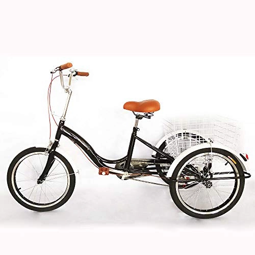 Folding Bike : 20 inch Bikes 3 Wheel Adult Bicycle Tricycle Cruise Trike Pedal Cart Cargo UK STOCK