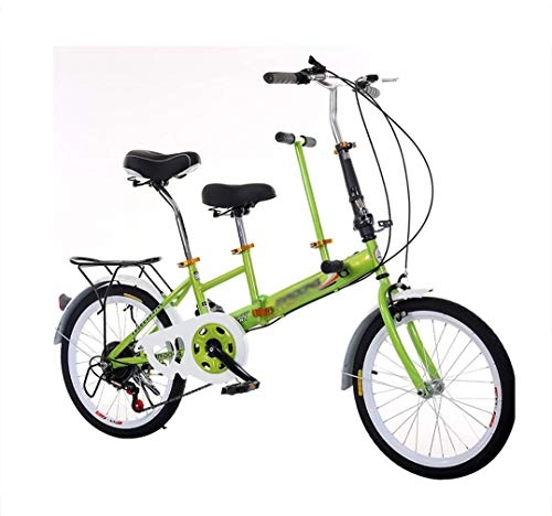 Folding Bike : 20-inch comfortable bicycle, high-carbon steel folding bicycle, parent-child double seat, with children to pick up and drop off the baby, adult womens ladies bicycle, with a load of 150kg