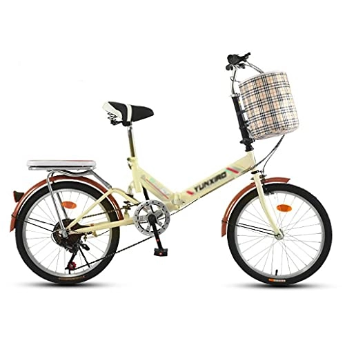 Folding Bike : 20 Inch Compact Folding Commuter Bike, Mini Lightweight City Bicycles For Women Men And Teens(Color:brown)