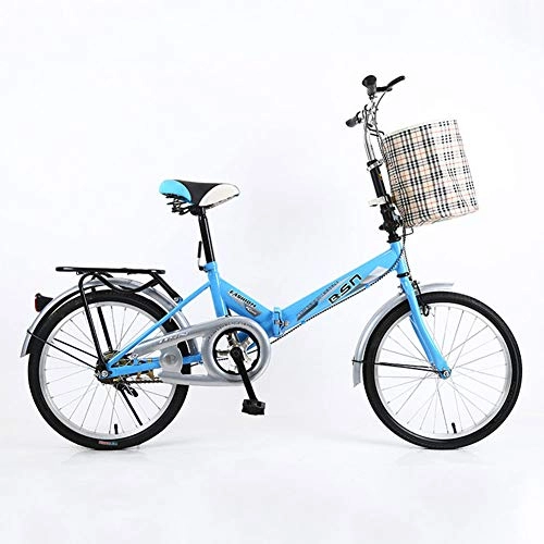 Folding Bike : 20 Inch Foldable Men And Women Folding Bike - Mountain Bike Adult Double Shock Off-Road Off-Road Male And Female Students Fast Cycling, Blue