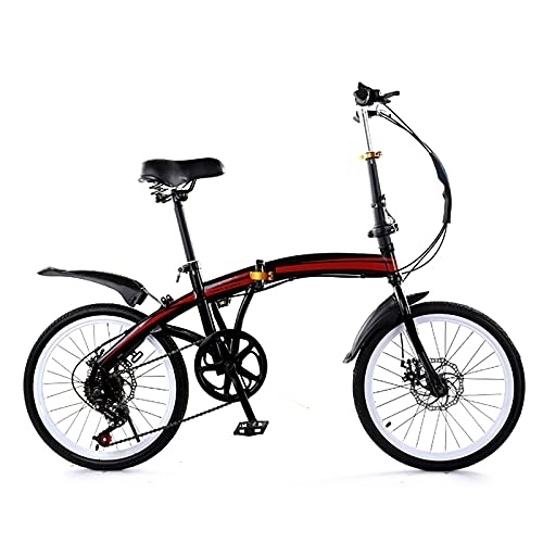 Folding Bike : 20 Inch Folding Bicycle, Adult Variable Speed Bicycle Double Disc Brake Bicycle for Men Women-Students And Urban Commuters, A