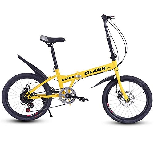 Folding Bike : 20 Inch Folding Bicycle Double Disc Brake Student Bicycle Variable Speed Folding Bicycle Alloy Frame Single Speed Bicycles School Sports